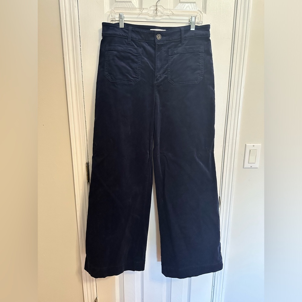 LOFT Curvy Palmer Wide Leg Pants in Navy Corduroy